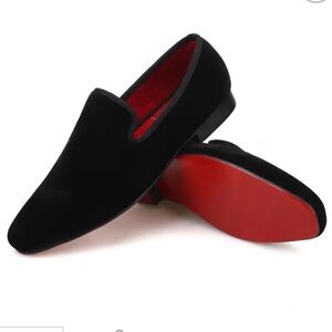 New Men’s Black Velvet Square Toe Loafers by Merlutti